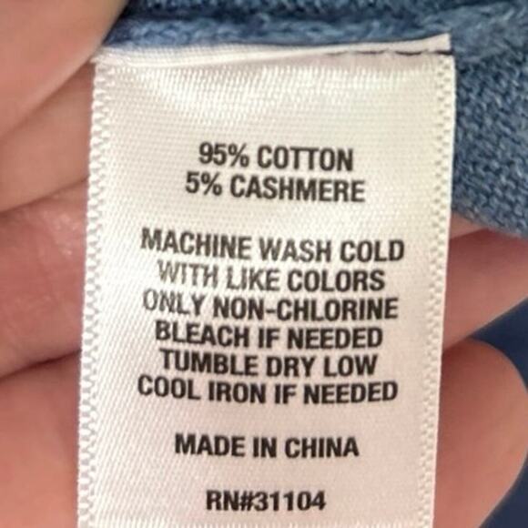 Crown & Ivy NWT Cotton Cashmere Blend Blue Rugby Striped Lightweight Sweater XL - Picture 10 of 14